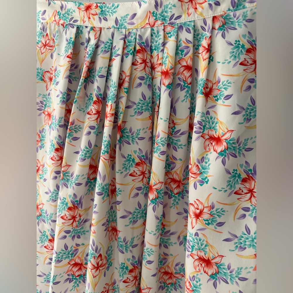Vintage Wyndham ILGWU Pastel Midi Skirt Cottagecore Spring Tropical USA Union 12 - Picture 3 of 8